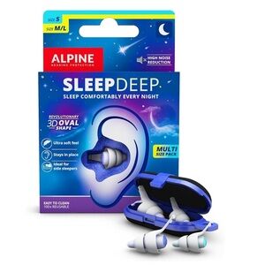 2 Packs of Alpine Sleep Deep Earplugs 27db Noise Reduction Multi-pack S + M/L